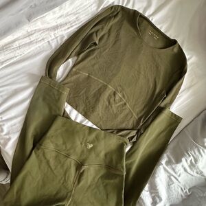 TNA Olive Green Long Sleeve Top and Leggings Set